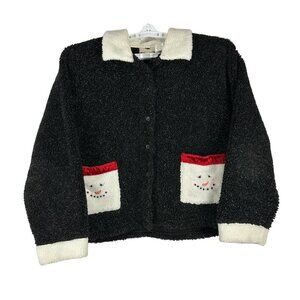 Decorated Originals Jacket Snowman Black with Snowman Pockets Size XL